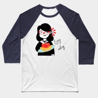 girl eating spaghetti Baseball T-Shirt